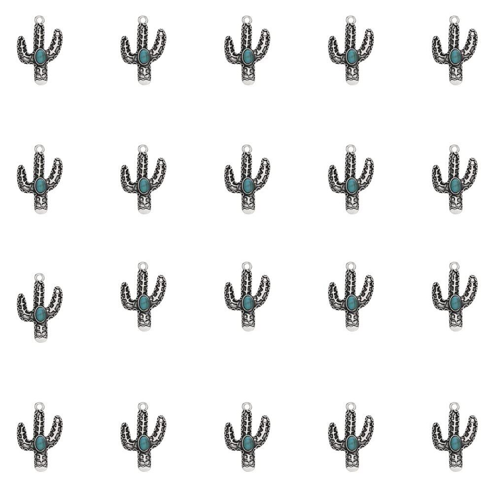 5139 Cactus Pendant Charm, Vintage Turquoise Jewelry Charms for Jewelry